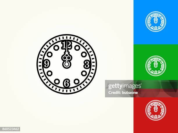 midnight on clock black stroke linear icon - midnight clock stock illustrations