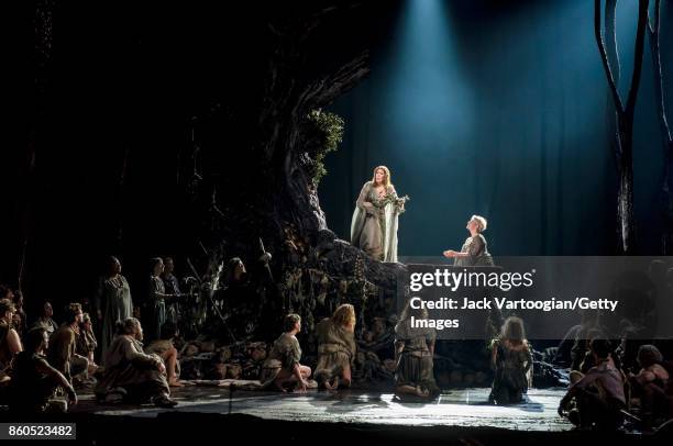 With the company, American-Canadian soprano Sondra Radvanovsky and American mezzo-soprano Joyce DiDonato perform during the final dress rehearsal...