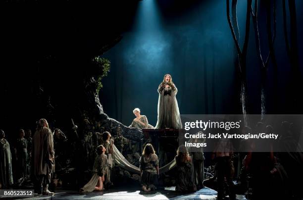 With the company, American-Canadian soprano Sondra Radvanovsky performs during the final dress rehearsal prior to the premiere of the Metropolitan...