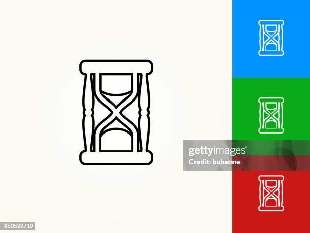 hourglass black stroke linear icon - red egg timer stock illustrations