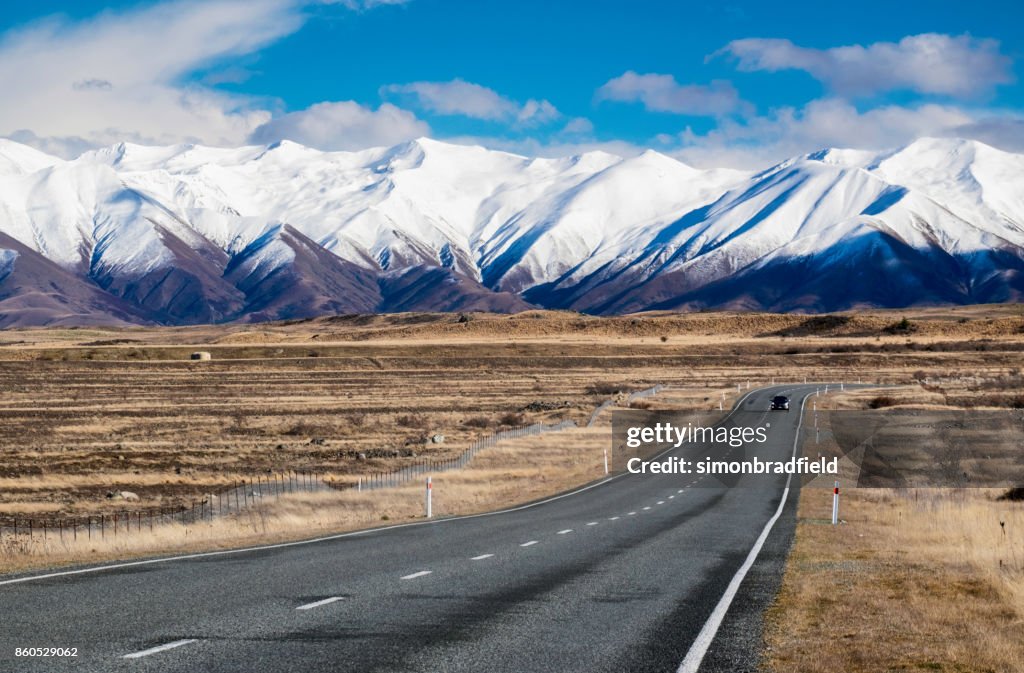 Fahrt durch das Mackenzie Country, Canterbury, Neuseeland