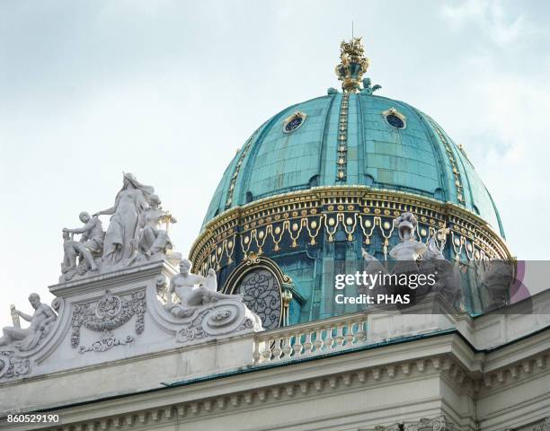 Michaelertor, 1889-1893. Vienna, Austria. Entrance to the castle Hofburg. Detail of the dome, 1893 from Michaelerplatz.