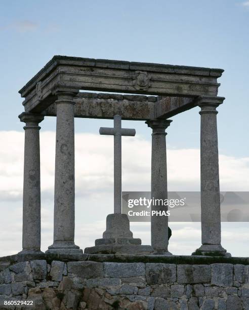 Avila. Los Cuatro Postes . A little shrine outside the walled city. A cross covered by a four-posted canopy. There is belief that it marks the spot...