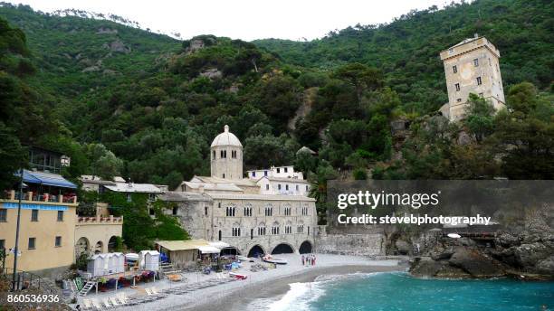 san fruttuoso ligurian coast italy june 5 2017 - stevebphotography stock pictures, royalty-free photos & images