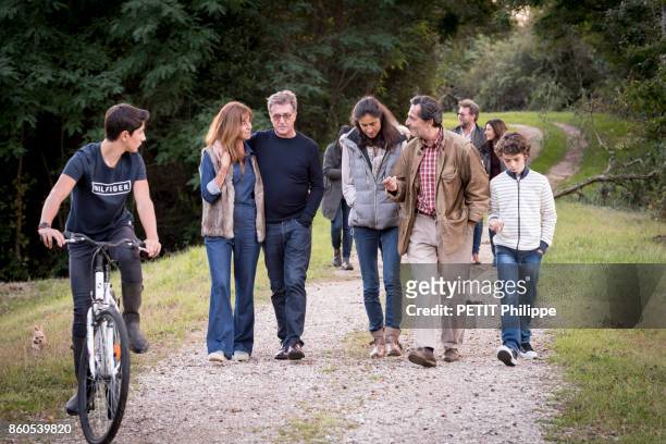 Nicolas Vanier is photographed for Paris Match on September 15, 2017 at his home in Villoings Sologne with the actors of his new film L'Ecole...