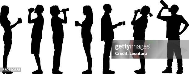 food and drink silhouettes - refreshment stock illustrations