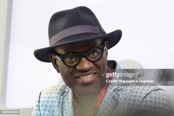 Author Alain Mabanckou at the Blue Sofa at the 2017 Frankfurt Book Fair on October 12, 2017 in Frankfurt am Main, Germany. The 2017 fair, which is...