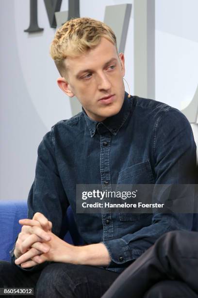 French author douard Louis at the Blue Sofa at the 2017 Frankfurt Book Fair on October 12, 2017 in Frankfurt am Main, Germany. The 2017 fair, which...