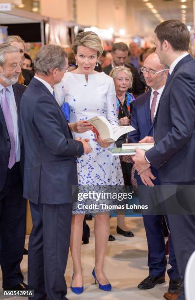 Queen Mathilde of Belgium visits the 2017 Frankfurt Book Fair on October 12, 2017 in Frankfurt am Main, Germany. The 2017 fair, which is among the...