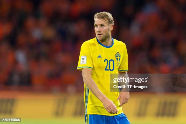 Ola Toivonen of Sweden looks on during the FIFA 2018 World Cup Qualifier between Netherlands and Sweden at Amsterdam ArenA on October 10, 2017 in...