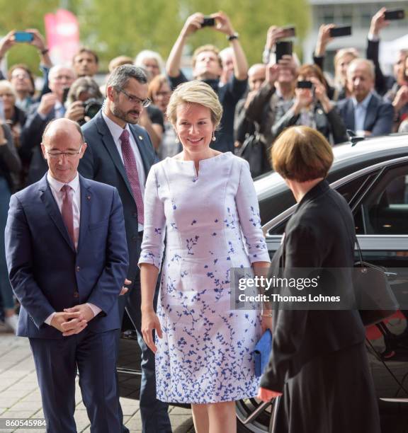 Queen Mathilde of Belgium visits the 2017 Frankfurt Book Fair on October 12, 2017 in Frankfurt am Main, Germany. The 2017 fair, which is among the...