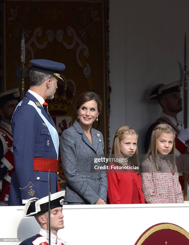 Spanish Royals Attend The National Day Military Parade