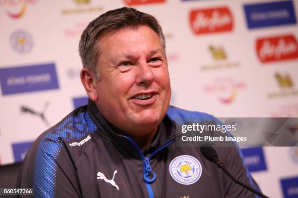 Craig Shakespeare during the Leicester City press conference at Belvoir Drive Training Complex on October 12 , 2017 in Leicester, United Kingdom.