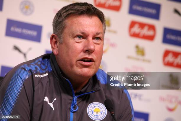 Craig Shakespeare during the Leicester City press conference at Belvoir Drive Training Complex on October 12 , 2017 in Leicester, United Kingdom.