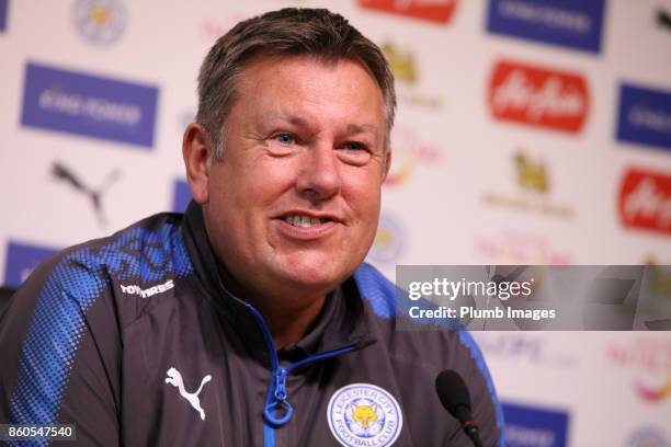 Craig Shakespeare during the Leicester City press conference at Belvoir Drive Training Complex on October 12 , 2017 in Leicester, United Kingdom.