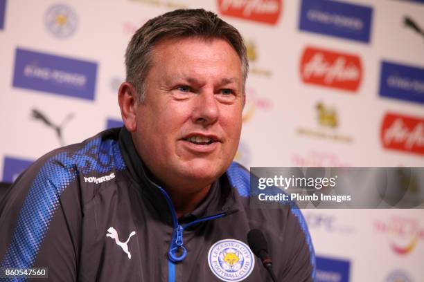 Craig Shakespeare during the Leicester City press conference at Belvoir Drive Training Complex on October 12 , 2017 in Leicester, United Kingdom.