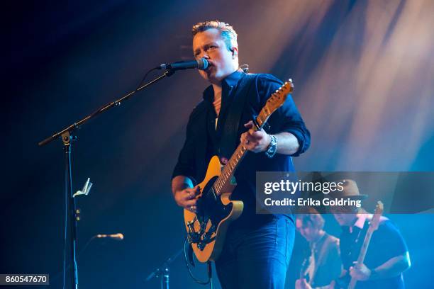 Jason Isbell, Sadler Vaden and Jimbo Hart perform at Ryman Auditorium on October 11, 2017 in Nashville, Tennessee.