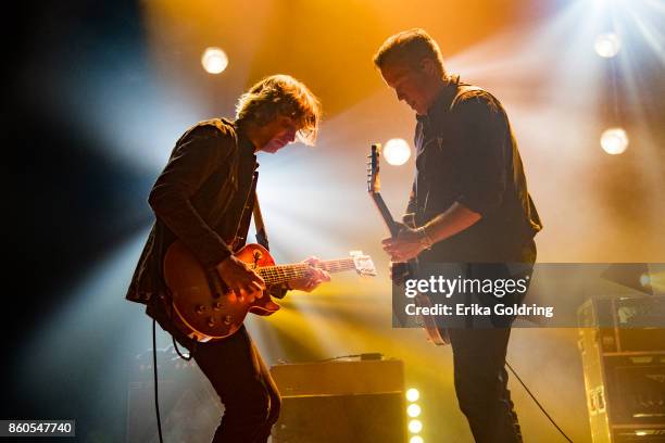 Jason Isbell and Sadler Vaden perform at Ryman Auditorium on October 11, 2017 in Nashville, Tennessee.