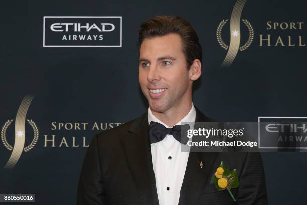 Grant Hackett arrives at the Sport Australia Hall of Fame Annual Induction and Awards Gala Dinner at Crown Palladium on October 12, 2017 in...