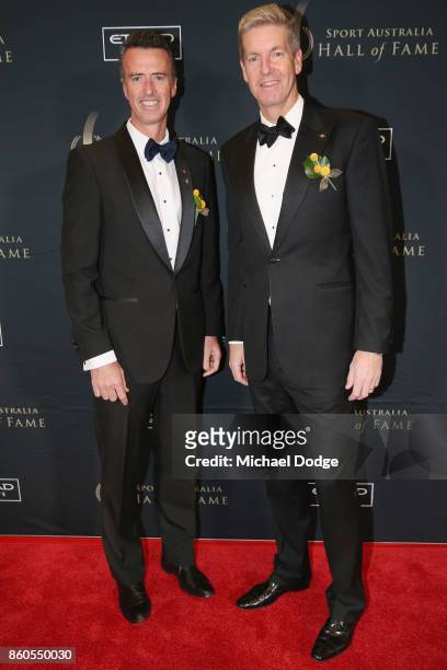 Nick Green and James Tomkins poses arrives at the Sport Australia Hall of Fame Annual Induction and Awards Gala Dinner at Crown Palladium on October...