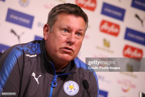 Craig Shakespeare during the Leicester City press conference at Belvoir Drive Training Complex on October 12 , 2017 in Leicester, United Kingdom.