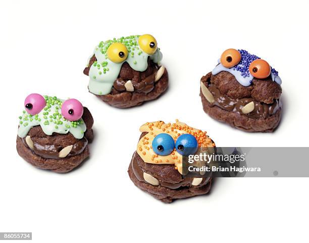 critter cookies - chocolate chip cookie on white stock pictures, royalty-free photos & images