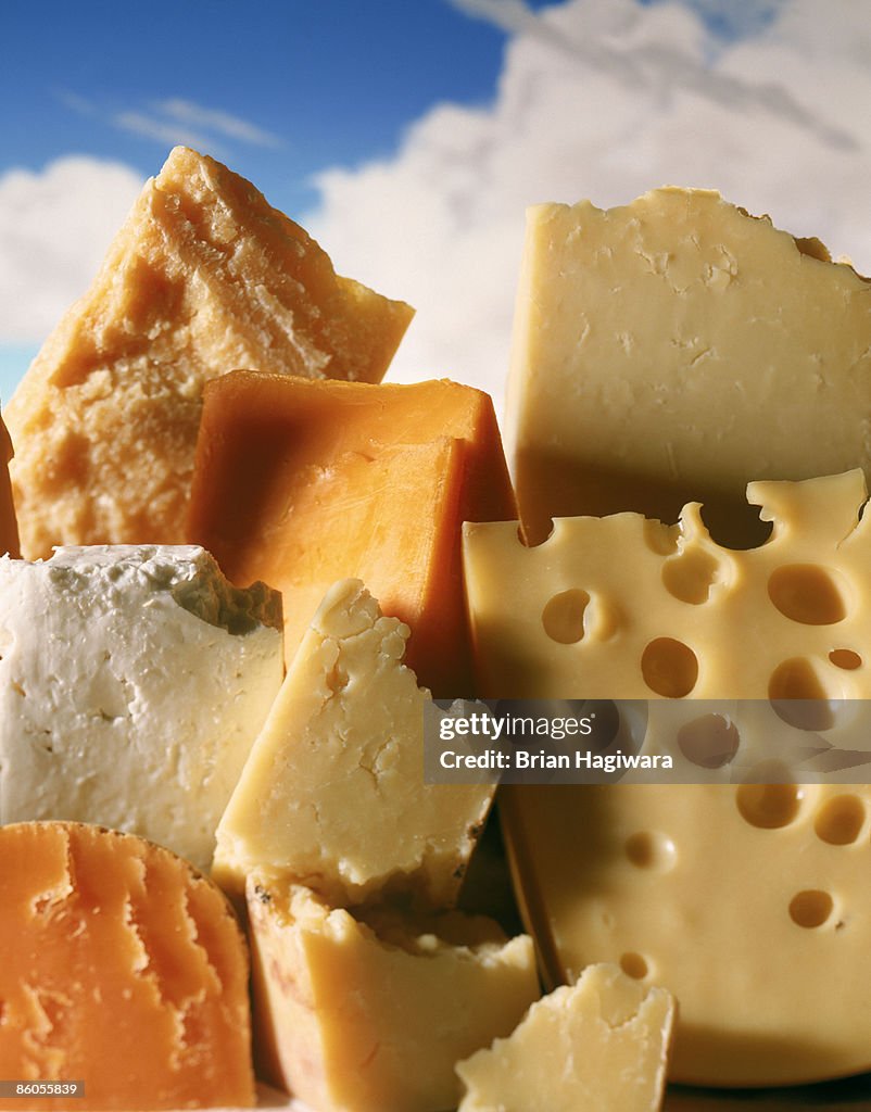 Mountain of cheese with sky