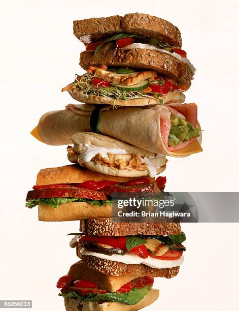 tower of sandwiches - panino ripieno foto e immagini stock