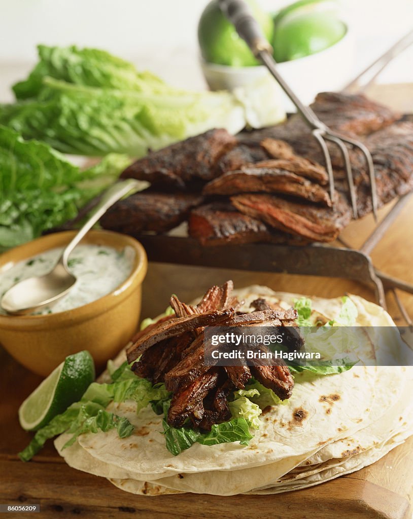 Grilled beef soft tacos