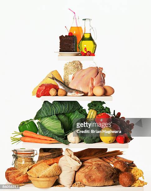 food pyramid - proteina foto e immagini stock