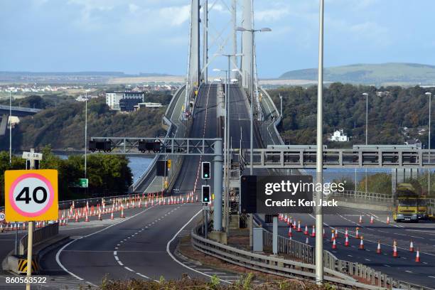 The old Forth Road Bridge, pictured as Transport Scotland announces it will re-open to some scheduled bus services on Friday, October 13 on October...