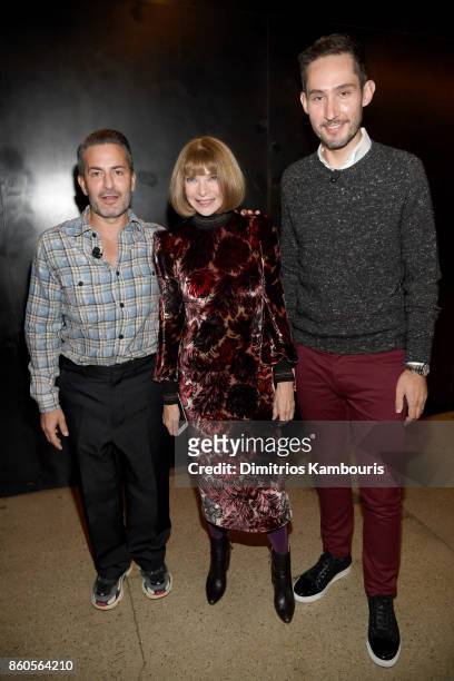 Marc Jacobs, Anna Wintour, and Kevin Systrom attend Vogue's Forces of Fashion Conference at Milk Studios on October 12, 2017 in New York City.