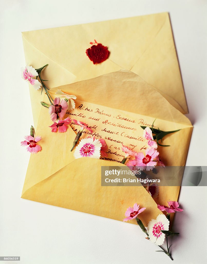 Love letter with flowers