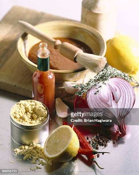 ingredients for barbecue sauce - barbeque sauce stock pictures, royalty-free photos & images