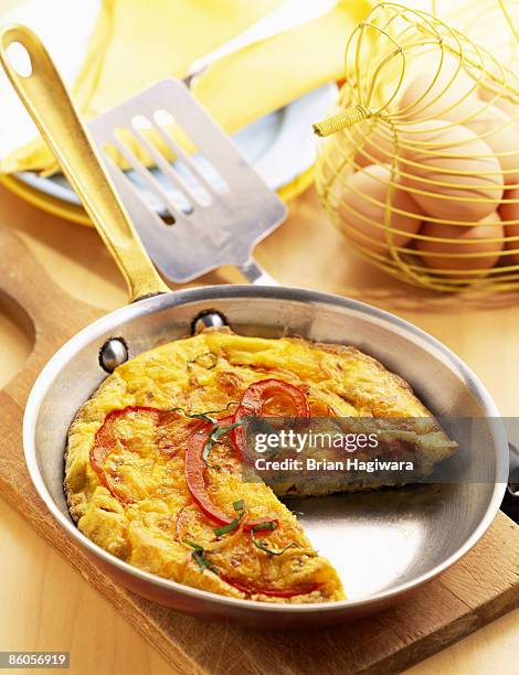 red pepper frittata - frittata stock pictures, royalty-free photos & images