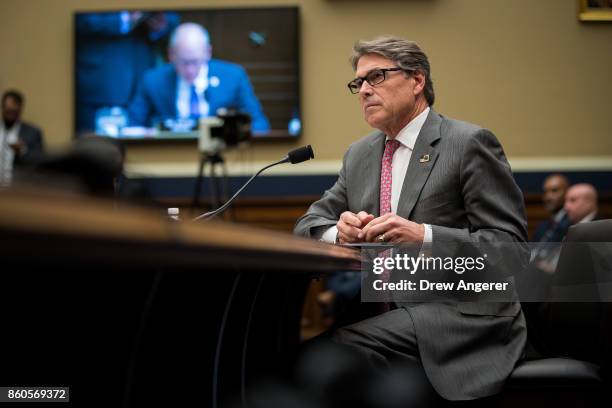 Secretary of Energy Rick Perry testifies during a House Energy and Commerce Committee hearing on Capitol Hill, October 12, 2017 in Washington, DC....