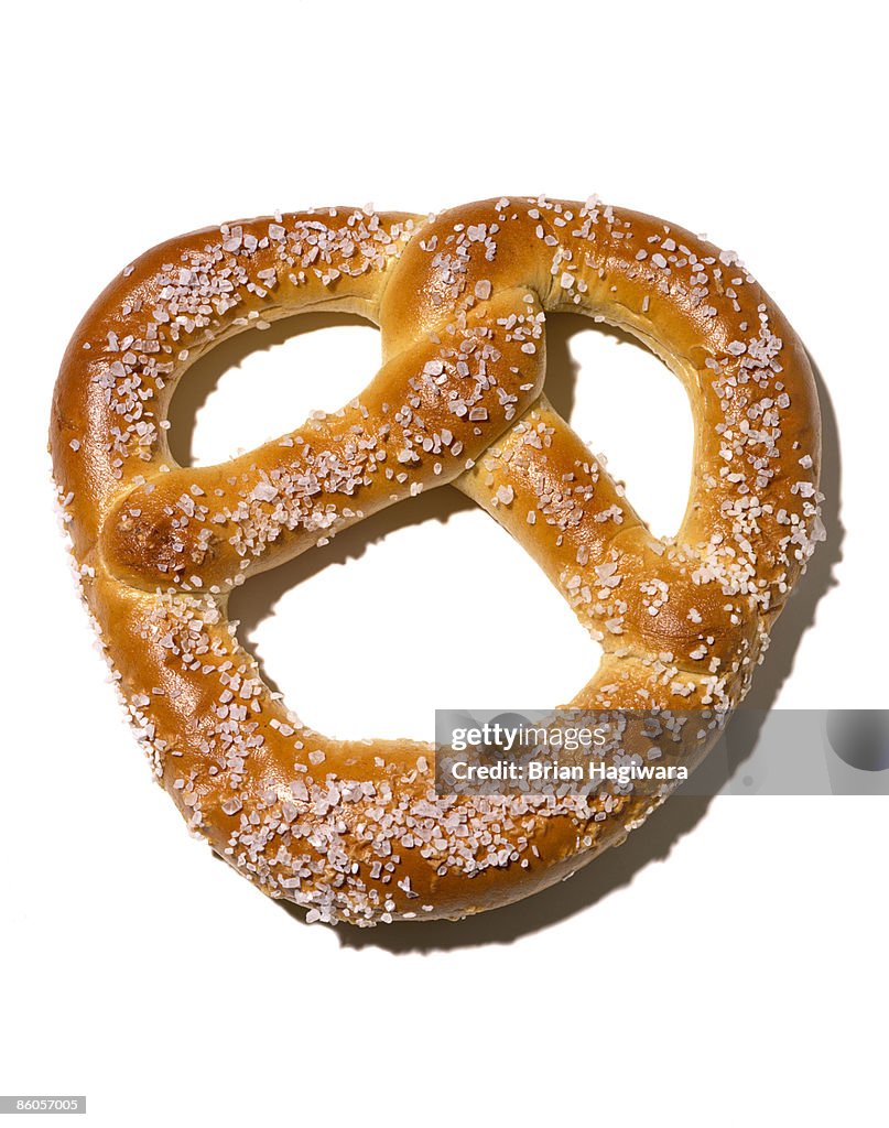 Salted pretzel on white