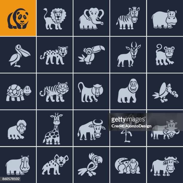 cartoon wilde tier-symbole - hyena stock-grafiken, -clipart, -cartoons und -symbole