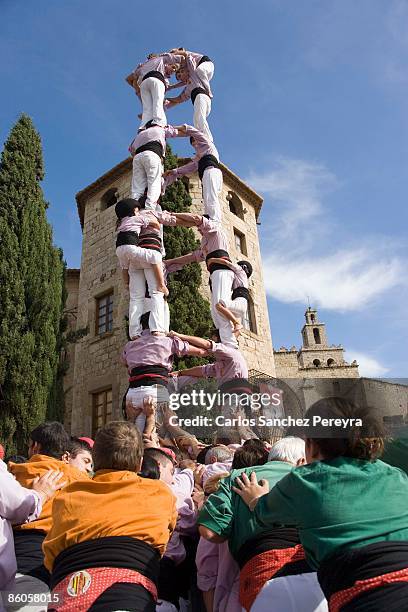 castellers de vilafranca, sant cugat del valles, spain - castellers bildbanksfoton och bilder