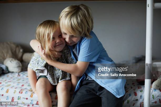family getting ready for school in the morning - sibling stock pictures, royalty-free photos & images