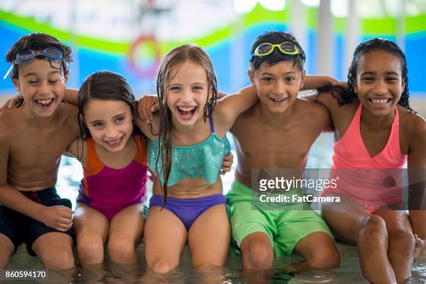 weekend swimming class - indoor swimming pool stock pictures, royalty-free photos & images