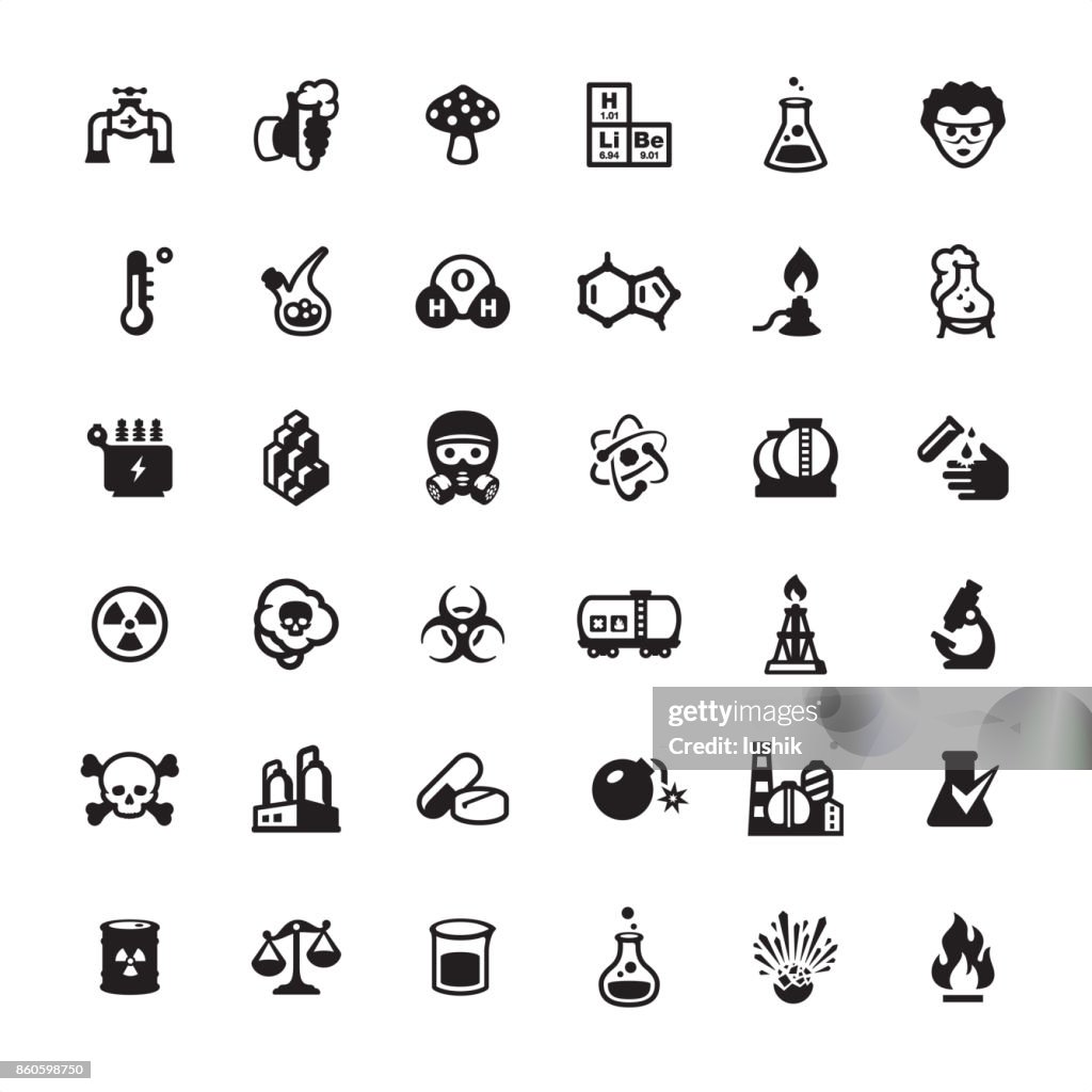 Biotechnology and Chemistry icons set