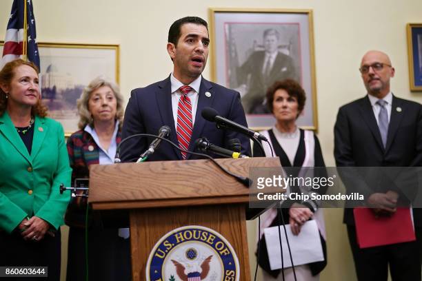Rep. Elizabeth Esty , Rep. Dina Titus , Rep. Ruben Kihuen , Rep. Jacky Rosen and Rep. Ted Deutch hold a news conference to introduce the 'Keeping...