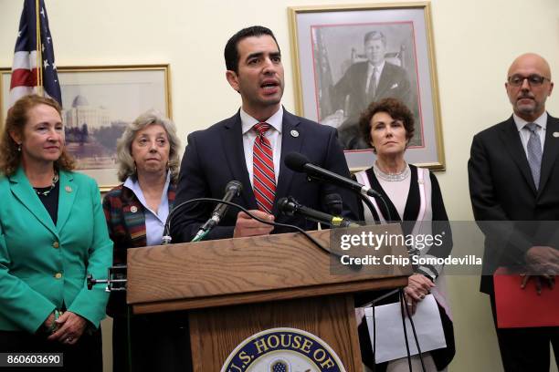 Rep. Elizabeth Esty , Rep. Dina Titus , Rep. Ruben Kihuen , Rep. Jacky Rosen and Rep. Ted Deutch hold a news conference to introduce the 'Keeping...