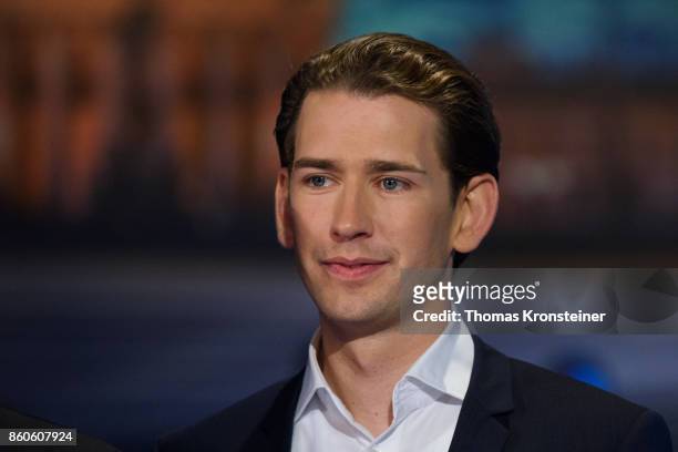 Austrian Foreign Minister Sebastian Kurz of Austrian Peoples Party is seen at ORF studios ahead the "Elefantenrunde" television debate between the...