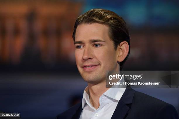 Austrian Foreign Minister Sebastian Kurz of Austrian Peoples Party is seen at ORF studios ahead the "Elefantenrunde" television debate between the...