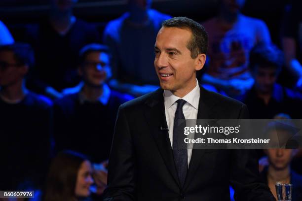 Austrian Chancellor Christian Kern of the Social Democratic Party is seen at ORF studios ahead the "Elefantenrunde" television debate between the...