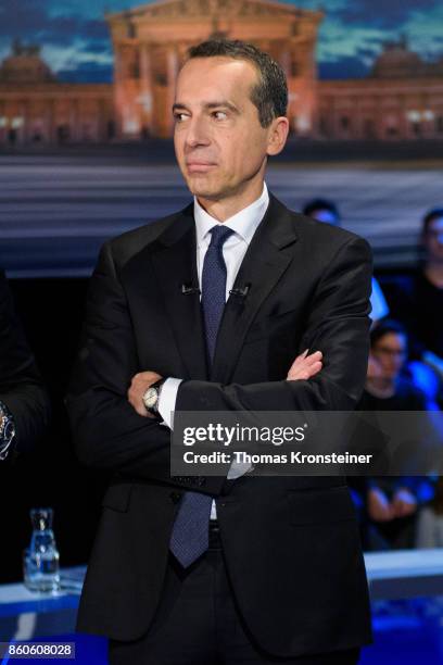 Austrian Chancellor Christian Kern of the Social Democratic Party is seen at ORF studios ahead the "Elefantenrunde" television debate between the...