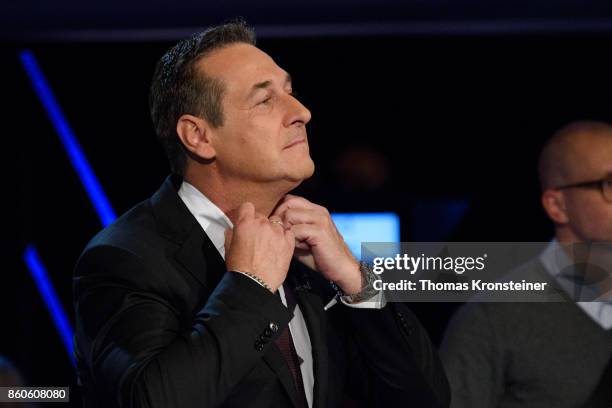 Heinz-Christian Strache of the right-wing Austrian Freedom Party is seen at ORF studios ahead the "Elefantenrunde" television debate between the lead...