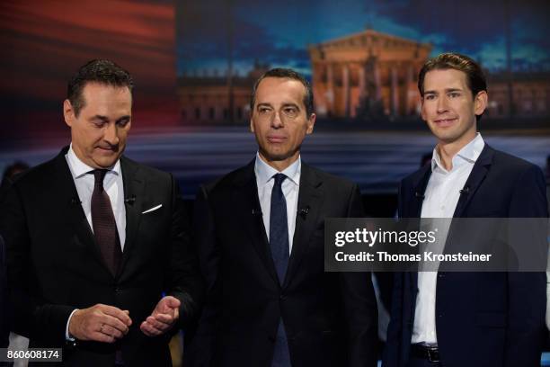 Heinz-Christian Strache of the right-wing Austrian Freedom Party , Austrian Chancellor Christian Kern of the Social Democratic Party and Austrian...